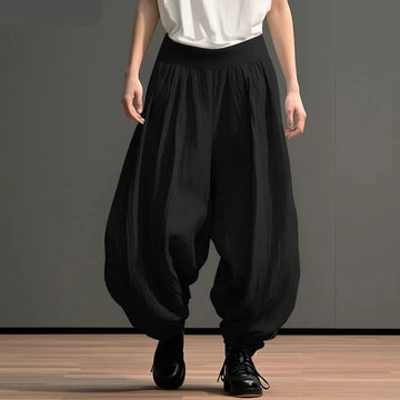 2024 Men Wide Leg Pants Solid Color Elastic Waist Loose Casual Trousers Men Oversize Streetwear Fashion Long Pants S-5XL